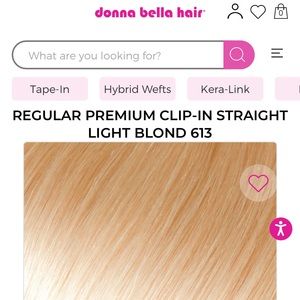 Donna Bella Clip In 20 inch Extensions in color #613 Light Blond